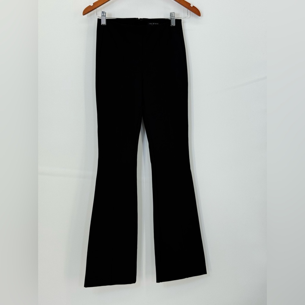 NWT Rag & Bone Simone Flare Black Pants Pull On Stretchy Seamed Size 2 Career - Picture 3 of 13
